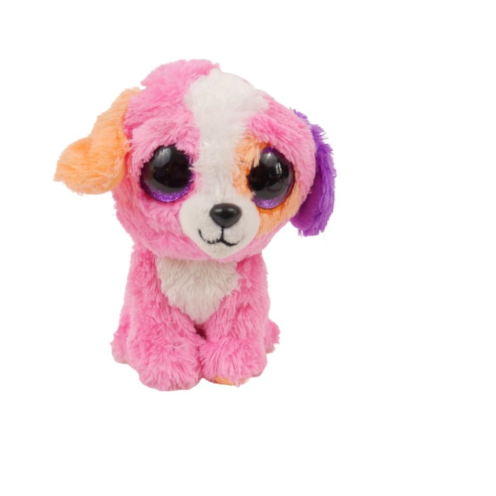 TySilk Beanie Boo Pink Orange Puppy Dog Precious Purple Glitter Eyes 2014